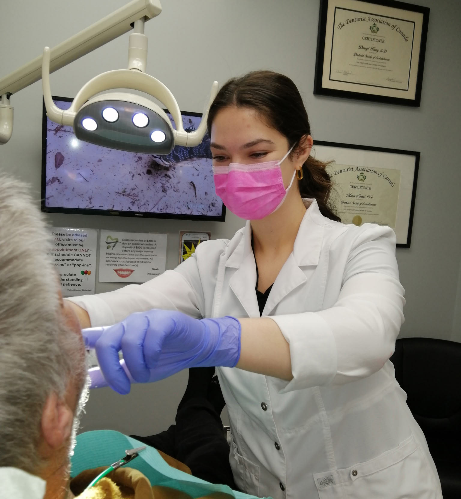 Mona working on client